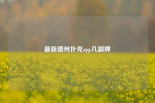 最新德州扑克app几副牌