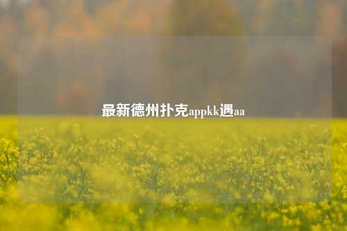 最新德州扑克appkk遇aa