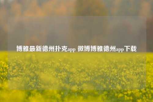 博雅最新德州扑克app 微博博雅德州app下载