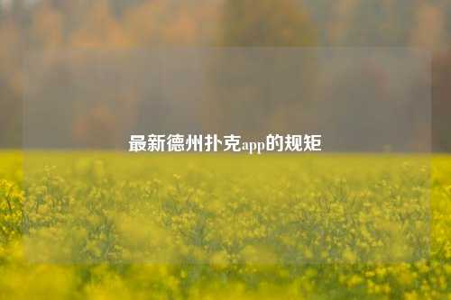 最新德州扑克app的规矩