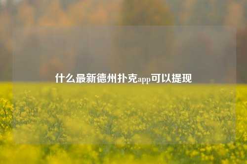 什么最新德州扑克app可以提现