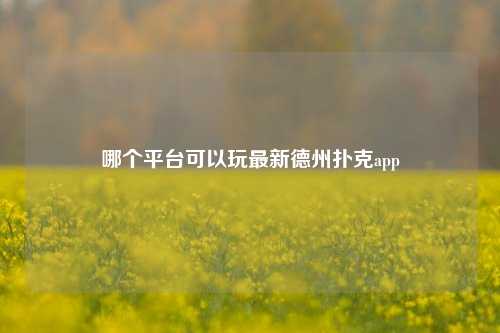 哪个平台可以玩最新德州扑克app