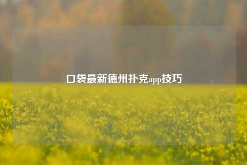 口袋最新德州扑克app技巧
