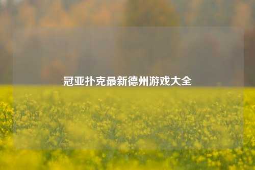 冠亚扑克最新德州游戏大全