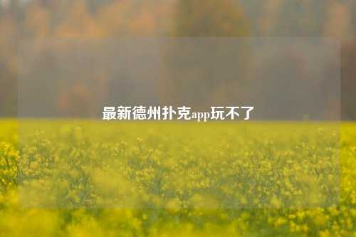最新德州扑克app玩不了