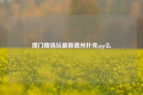 澳门赌场玩最新德州扑克app么