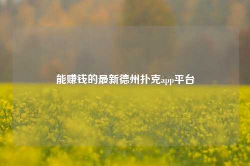 能赚钱的最新德州扑克app平台