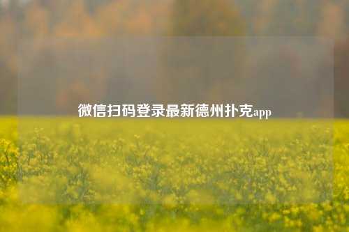 微信扫码登录最新德州扑克app
