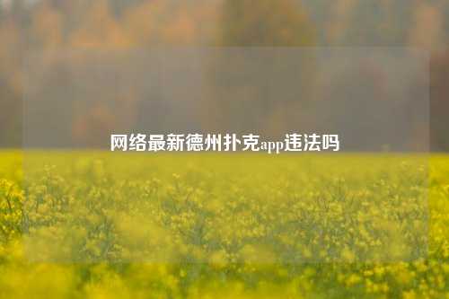 网络最新德州扑克app违法吗