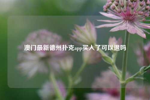澳门最新德州扑克app买入了可以退吗