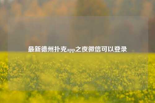 最新德州扑克app之夜微信可以登录