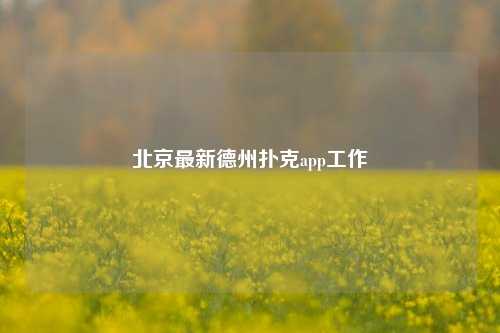 北京最新德州扑克app工作